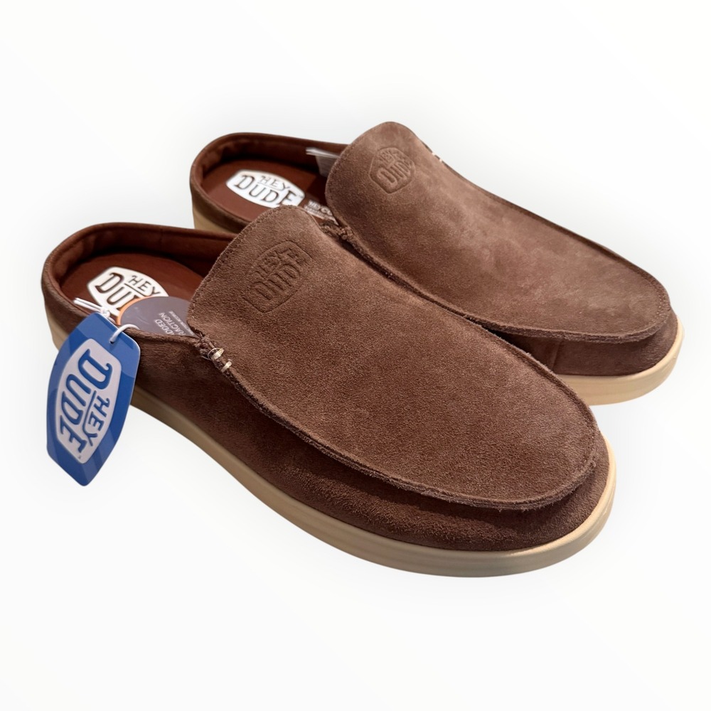 Heydude Paul Pro Suede Mule Men Size 14 Brown New Suede Slip On Shoes 40237-2LL